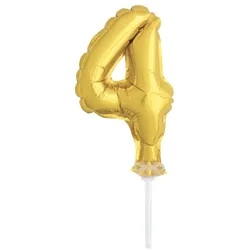 Kuchendeko Folienballon gold Zahl 4