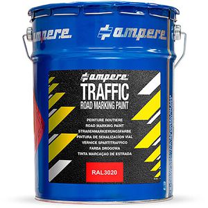 AMPERE Straßenmarkierungsfarbe Traffic Road Marking Paint, 5 kg, seidenglänzend, lösemittelhaltig, RAL 3020, verkehrsrot