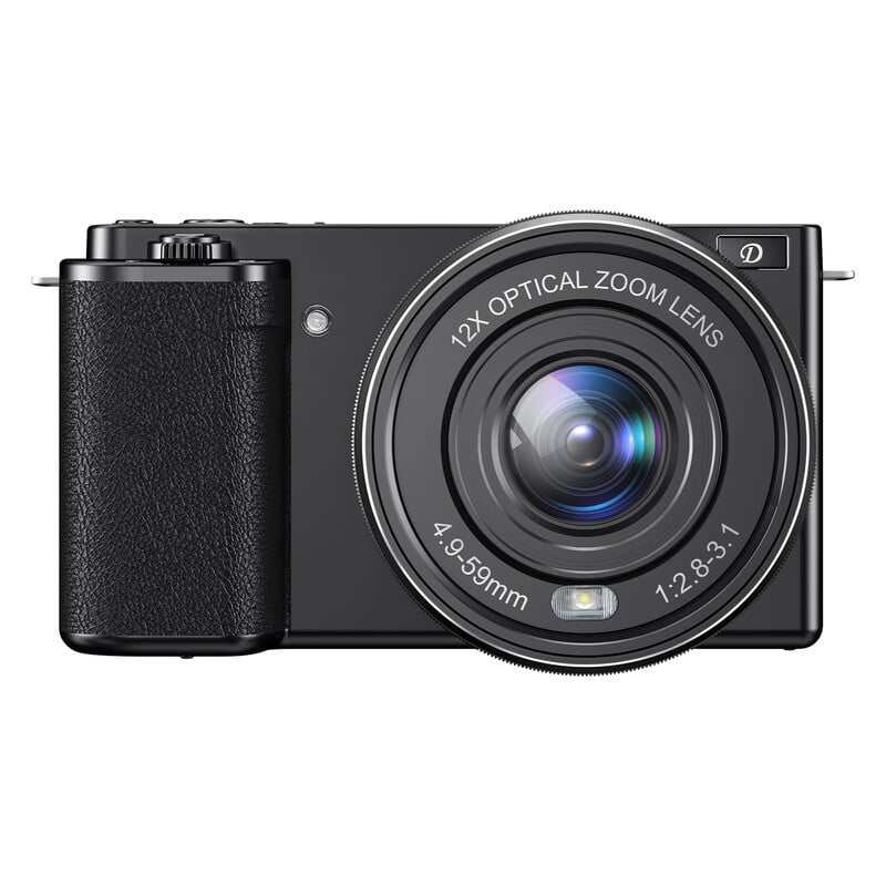 KOMERY W6 digitale camera met 12x optische zoom, 4K HD, 64 MP en wifi-overdracht voor selfies en vlogging