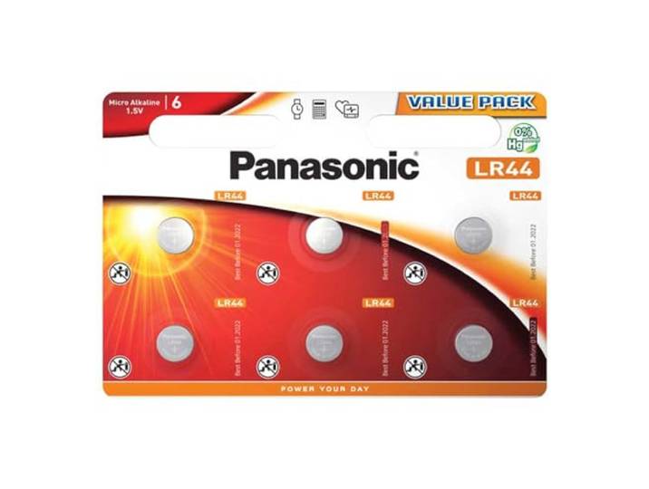 Panasonic LR44 Micro Alkaline knoopcel, 1,5 V, 6 stuks, alkaline