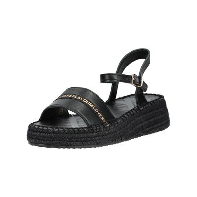 Plateausandaletten REPLAY "Replay Sandalen Lederimitat", Damen, Gr. 38, schwarz (schwarz, schwarz), Lederimitat, Schuhe