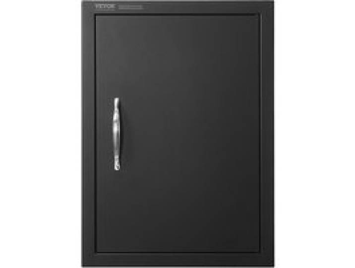 VEVOR Porte d'Accès pour Barbecue, Simple Porte de Cuisine Extérieure 415x570x46 mm, Porte Encastrée Plaque Froide Réversible, avec Poignée, pour Îlot de Barbecue, Placard Extérieure, Jardin, Noir