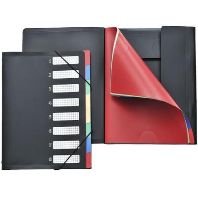 FolderSys Ordnungsmappe A4 PP 8 Fächer 3 Klappen schwarz