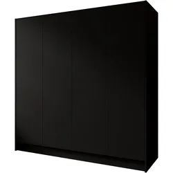 KLEIDERSCHRANK Mono Grifflos im Skandi-Stil, Schwarz 200/200/51 cm
