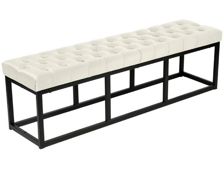 TPFLiving Sitzbank Polly (mit stylisch gesteppten Sitzbezug und schwarzem Metallgestell), maximale Belastbarkeit der Sitzbank: 200 kg