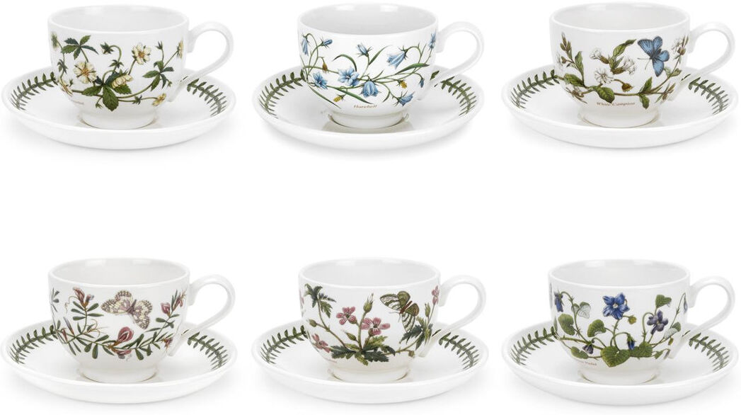 Portmeirion, Botanic Garden - Teacups & Saucers White 280ml