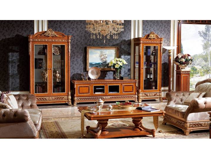 Xlmoebel Vitrine Barock-Rokoko-Wohnzimmerschrank mit Vitrinenfächern E62 (YB E62 SERIE 2 Tuerige Vitrine) Hergestellt in Europa