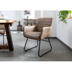 Stuhl Echtleder 62x62x84 beige IRON LABEL #05