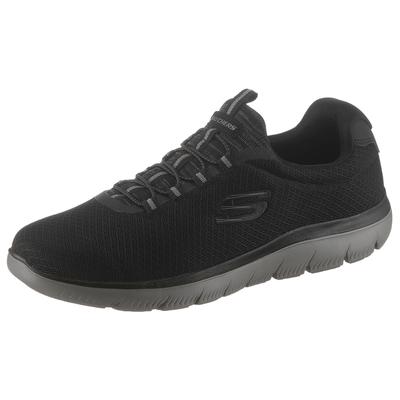 Slip-On Sneaker SKECHERS "Summits", Herren, Gr. 42, Textil, schwarz, Schuhe, Slipper, Freizeitschuh mit komfortabler Memory Foam-Ausstattung