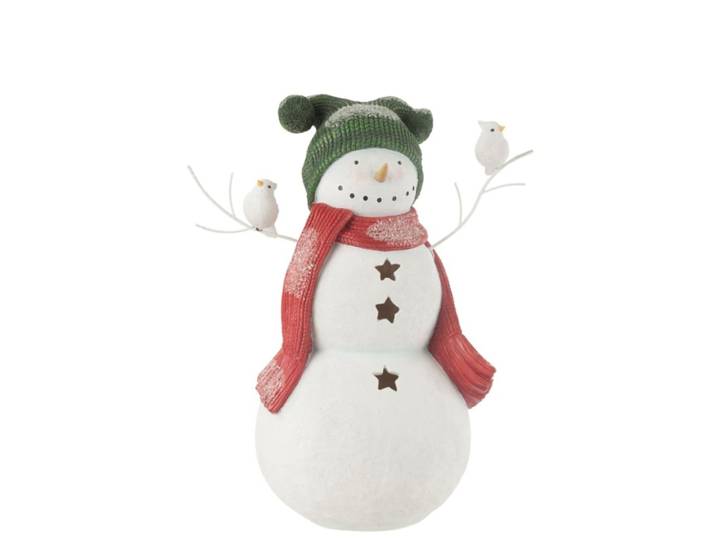 Bonhomme de neige en polyrésine multicouleur 43.5x26x50 cm
