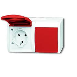 ABB 2CKA002084A0713 Schutzkontakt-Steckdose mit Deckel IP44 Rubin-Rot, Rot