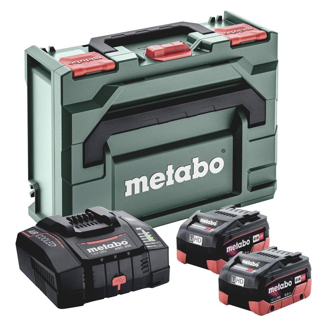 Metabo Basic-Set 2x LiHD 8 Ah + ASC 290 + metaBOX 145 685303000 Werkzeug-Akku un (18 V) (685303000)
