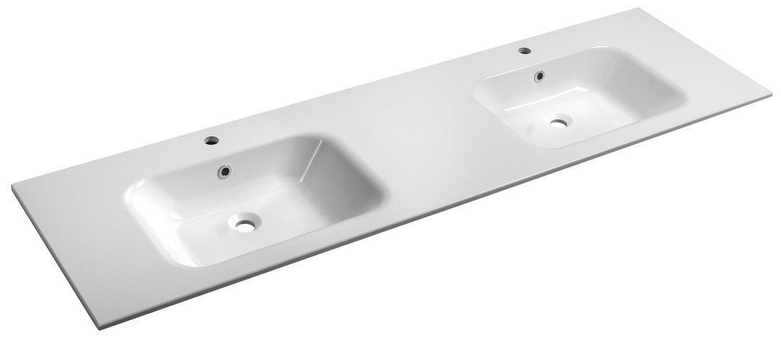 ARECA Gussmarmor-Doppelwaschtisch 181x51,5cm, weiß