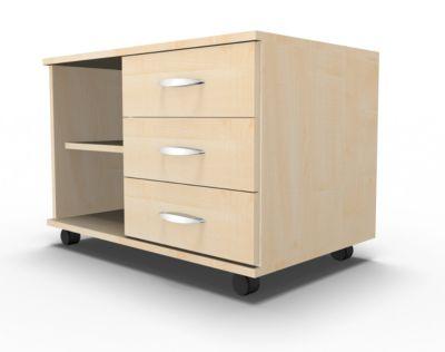 Schäfer Shop Select Mobiles Sideboard, Regal + 3 Schübe + Utensilienschub, B 800, anstellbar rechts, Ahorn