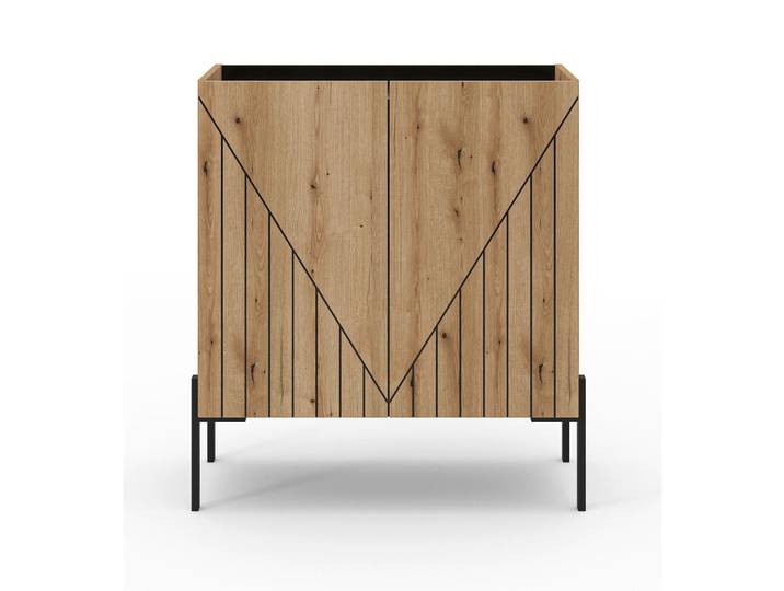 Livetastic Kommode, Schwarz, Eiche dunkel, Metall, Holzoptik, 2 Fächer, 82x91x40 cm, FSC Mix, stehend, Wohnzimmer, Kommoden & Sideboards, Kommoden