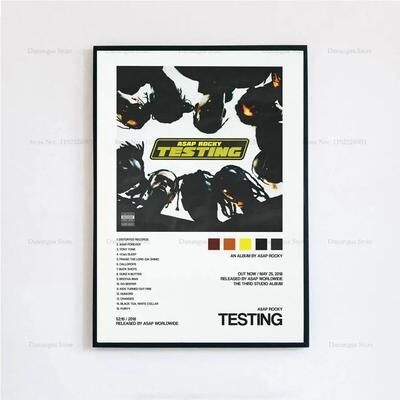Uplift Essentials ASAP Rocky Testing Album Poster Iconic Rap Music Wall Art & Tracklist Canvas Print For Home Decor style 14 7.9 X 11.8 In