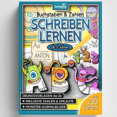 Buchstaben und Zahlen schreiben lernen ab 5 Jahren, Taschenbuch von David Ludwig, La Tropical Publishing, 978-3-96908-008-5