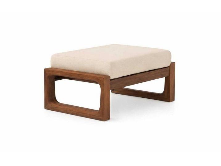 JVmoebel Hocker Hocker Beige Polsterhocker Braun Holzgestell Wohnzimmer (Hocker, 1 St., 1-tlg), Modernes Design