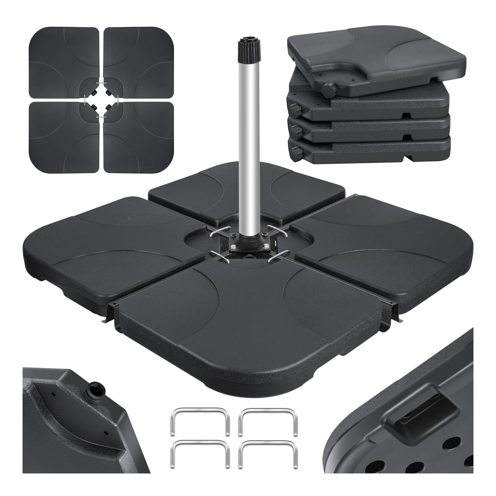 KESSER® Sonnenschirmständer 4-teilig Schirmgewicht Schirmständer für Ampelschirm Bodenkreuz 60 Liter / 80 kg befüllbar mit Wasser oder Sand Inkl. Metallverbinder Ampelschirmständer Kunststoff