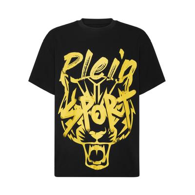 T-Shirt PLEIN SPORT "Rundhals-T-Shirt", Herren, Gr. M, gelb (0209, schwarz, gelb), Obermaterial: 100% Baumwolle, Shirts T-Shirt