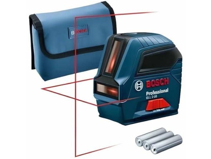Bosch Professional Linienlaser GLL 2-10 (roter Laser, Arbeitsbereich: bis 10 m, 3x AA-Batterie, Tasche)