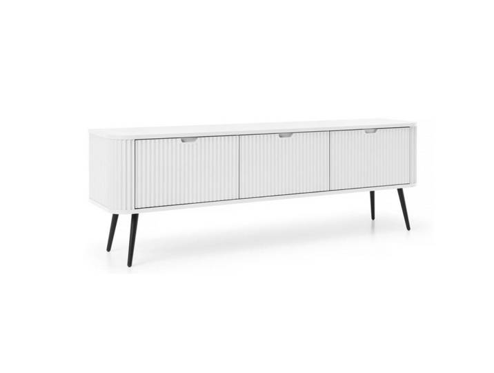 Sepro Meble Tv-Schrank Weiß Zoja Gefräst, 168x56x39 cm, Wohnzimmer, TV Möbel, Lowboards, Lowboards stehend