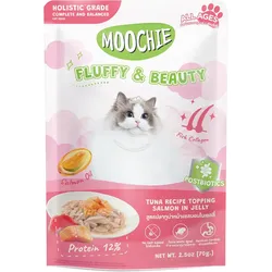 MOOCHIE Thunfisch-Rezept mit Lachs in Gelee – Katzenfutter für Fluffy & Beauty 70 g