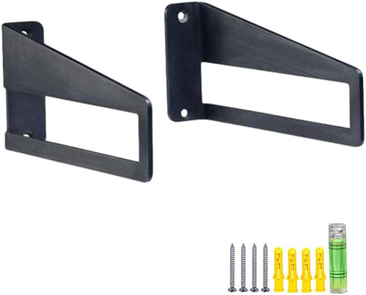 Set van zwarte onzichtbare plankdragers voor wandmontage, 25 cm