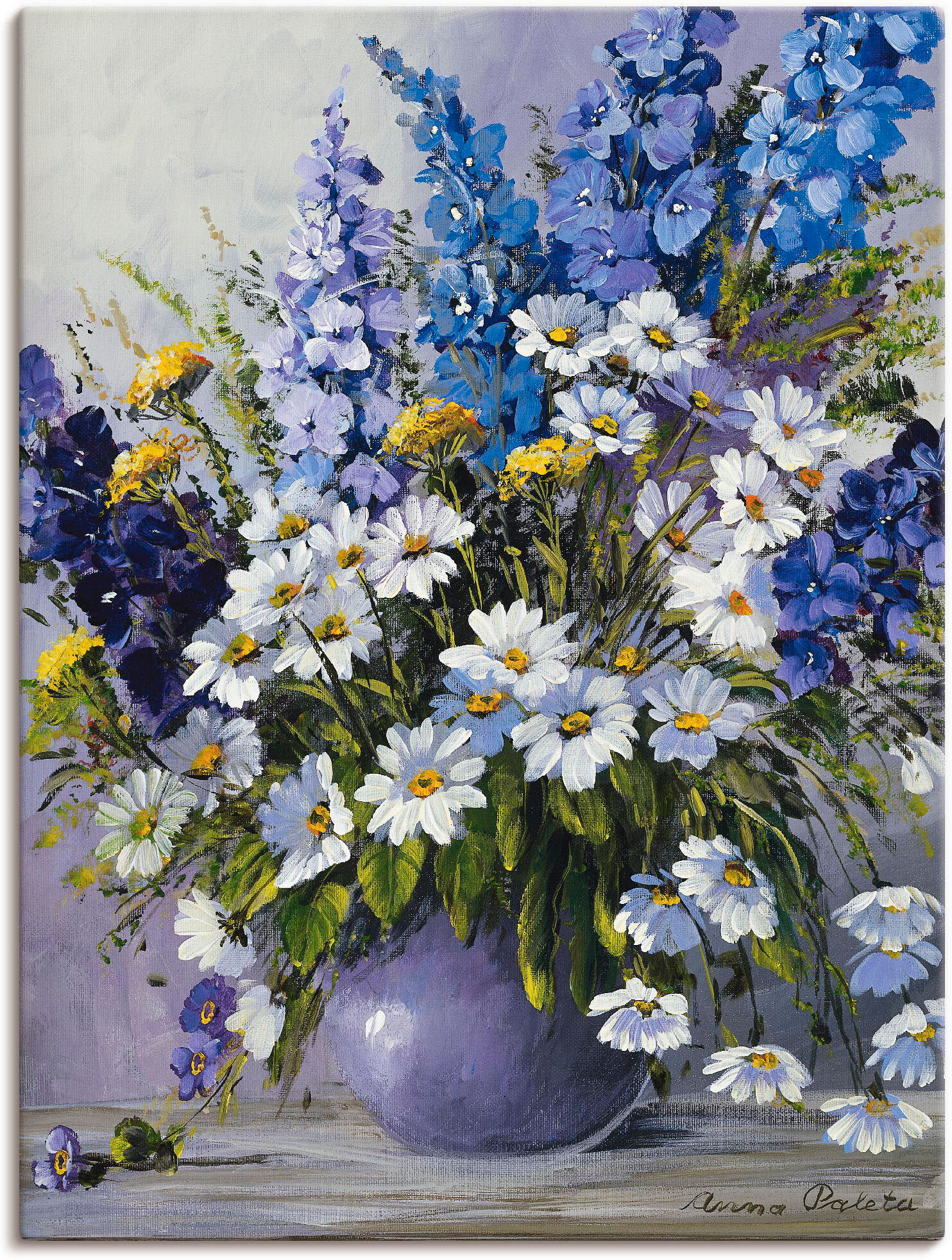 Wandbild ARTLAND "Rittersporn", weiss (farbe bild(er): weiß), B:45cm H:60cm, Bilder, Wandbild, als Leinwandbild, Poster in verschied. Grössen farbe bild(er): weiß B/H/T: 45cm x 60cm, Leinwandbild Blumen Hochformat, 1 Stk.