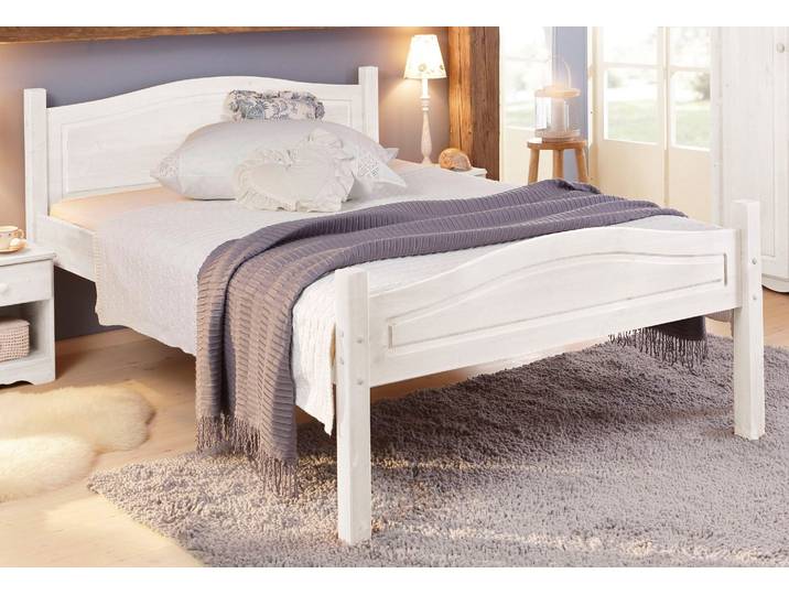 Massivholzbett HOME AFFAIRE Bolton , weiß, B:148,5cm H:95cm L:208cm, Betten, Massivholzbett, aus massivem Kiefernholz, in unterschiedlichen Größen und Farben