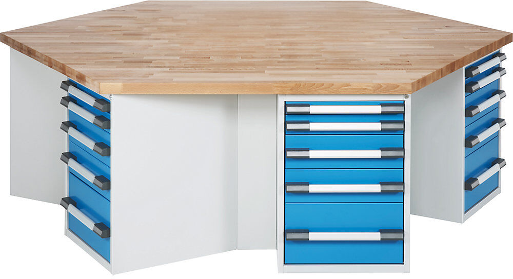 eurokraft pro Gruppen-Werkbank, 6 Arbeitsplätze, Höhe 890 mm
