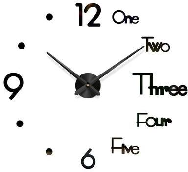 Uplift Essentials 3D Luminous Minimalist DIY Wall Clock 016 Black 3d 37 In (90cm)