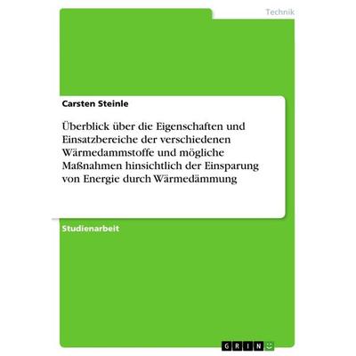 Überblick über die Eigenschaften und Einsatzbereiche der verschiedenen Wärmedammstoffe und mögliche Maßnahmen hinsichtlich der Einsparung von Energie