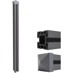 WPC-Pfosten Savoie-WPC-Zaun, Pfeiler Pfahl, Stecksystem ~ 240cm, grau