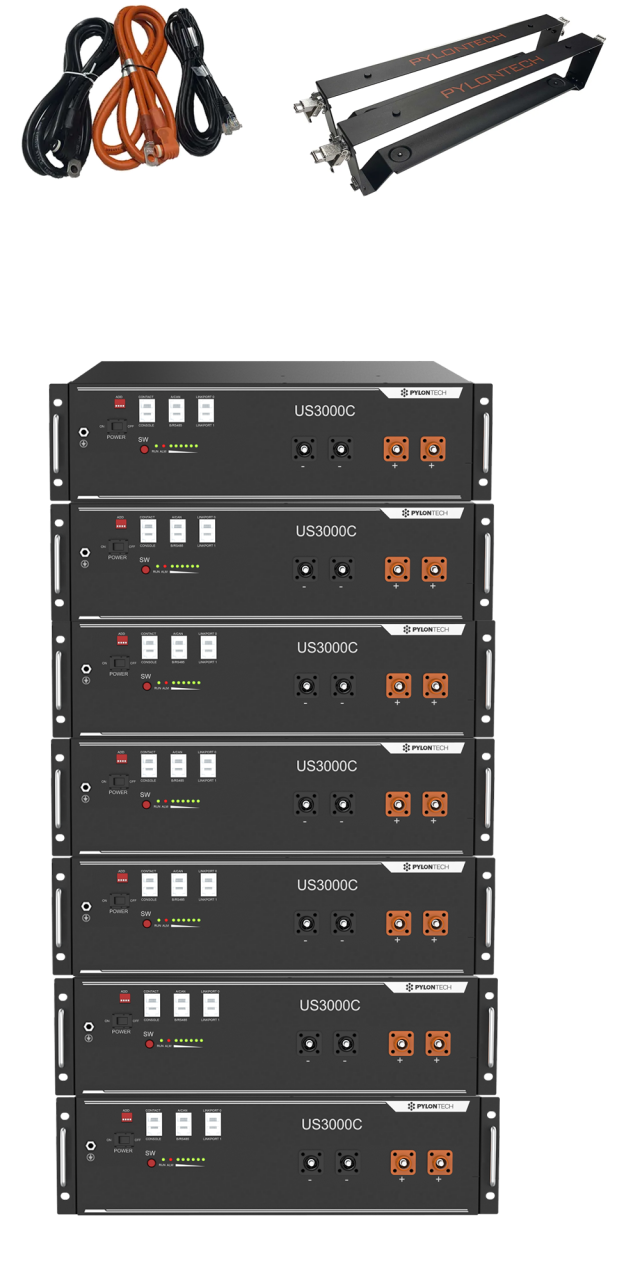 Pylontech 7 x US3000C 24,5 kWh Solarspeicher Lithium LiFePO4 inkl. Kabel