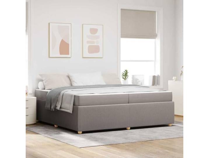 Stoffbezogener Holzwerkstoffrahmen Schlafsofa Minimalistisches Design Taupe Bettrahmen mit Matratze Taupe 200x200 cm Stoff Doppelbett mit Lattenrost Holzgestell Gästebett Schlafsofa