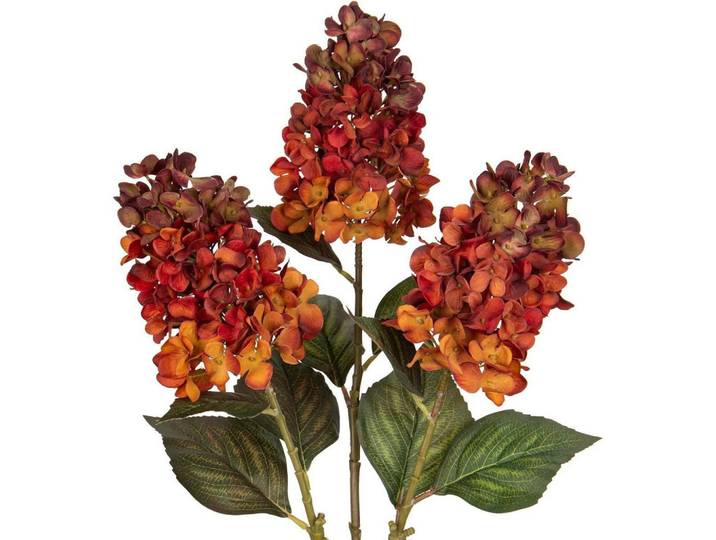 Kunstblume Hortensie 3er Set Orange 73 cm, Mehrfarbig, 70 cm, Dekoration, Blumen & Blumentöpfe, Kunstblumen