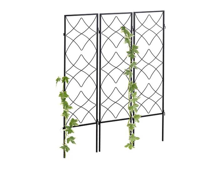 Relaxdays Rankgitter Schwarz 3er-Set Metall 122x31 cm, 33x122x1 cm, Dekoration, Gartendeko