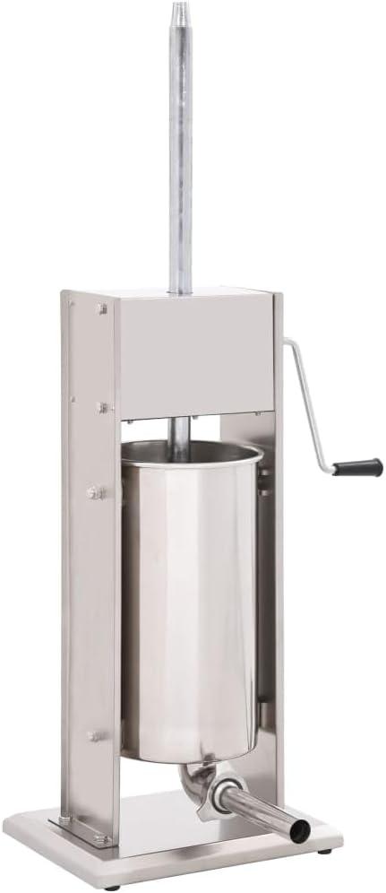 Manueller Wurstfüller Edelstahl 15 L Trichter kippbar herausnehmbar, 3 Füllröhrchen 12 22 32 mm Handkurbel für Würstchen Hot Dogs Bratwurst Küche