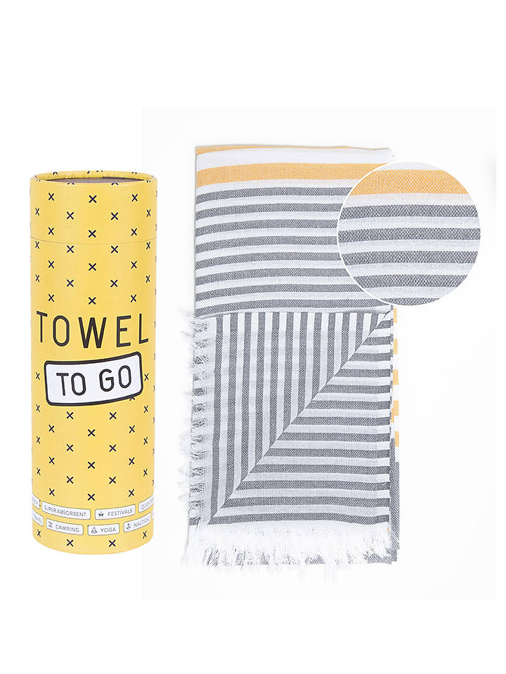 Towel to Go Strandtuch in Grau/ Gelb - (L)180 x (B)100 cm - onesize