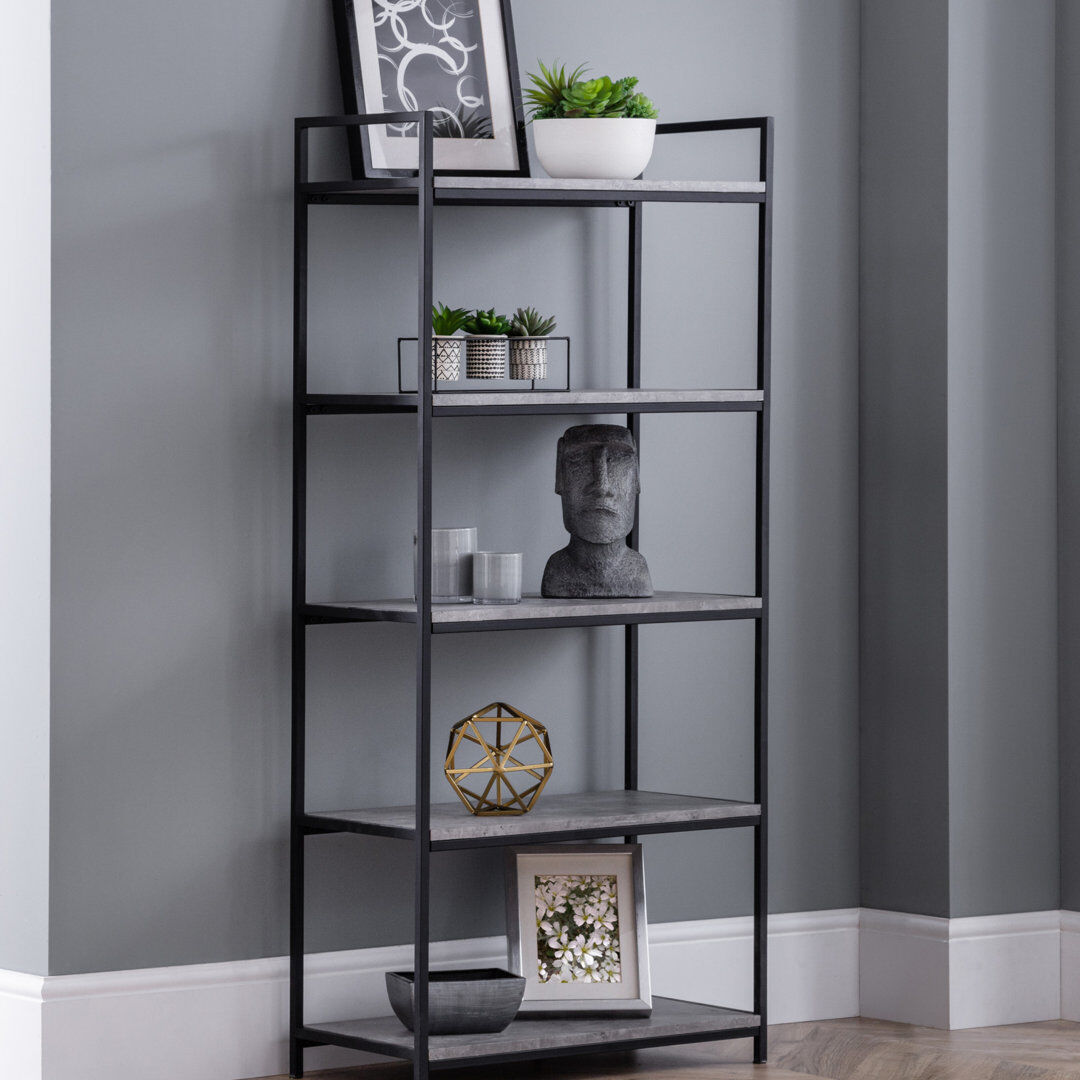 17 Stories Ambrosine 140 cm H x 63 cm W Standard Bookcase Black 140cm H X 63cm W X 32cm D