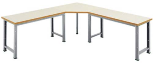 Manuflex WP1415.9006 Fünfeck-Verkettungselement PROFI mit Multiplexplatte, für Tischtiefe = 700mm Alusilber