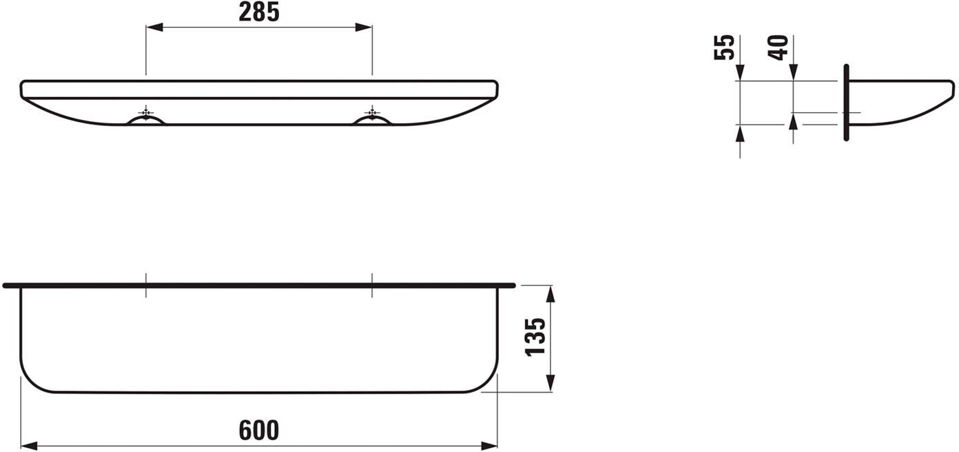 LAUFEN LUA keramische Ablage 60 cm, Accessoires, H8700820000001, weiß - weiß