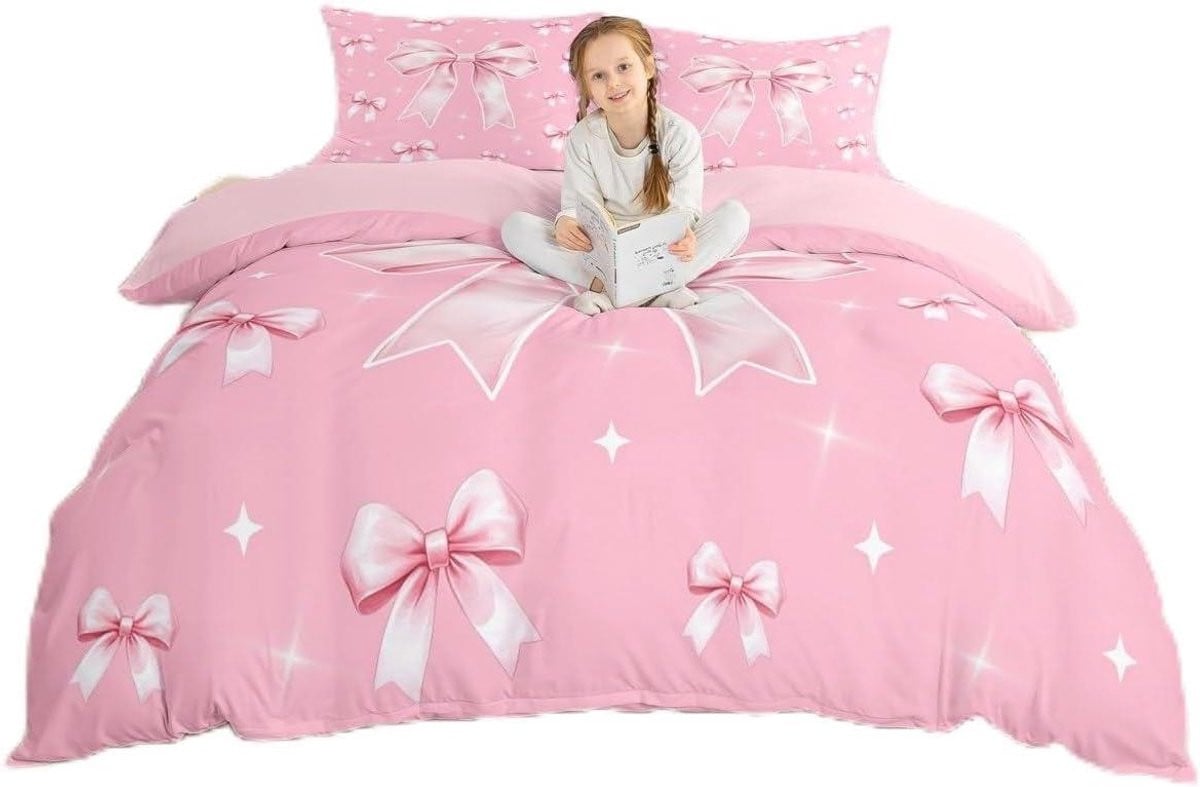 Dekbedovertrek set Roze Wit 135x200 cm
