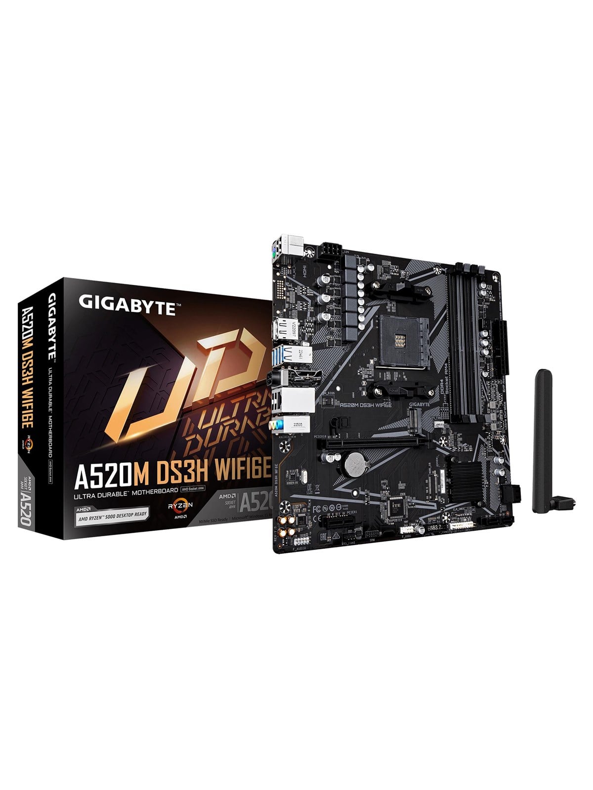 GIGABYTE A520M DS3H WIFI6E Mainboard - AMD A520 - AMD AM4 - DDR4 RAM - Micro-ATX