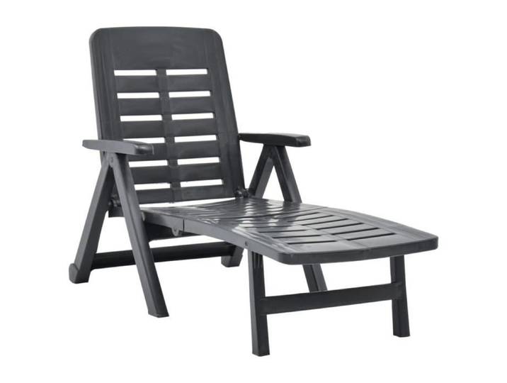 Chaise longue pliable - Plastique - Anthracite - Gris - Pliant
