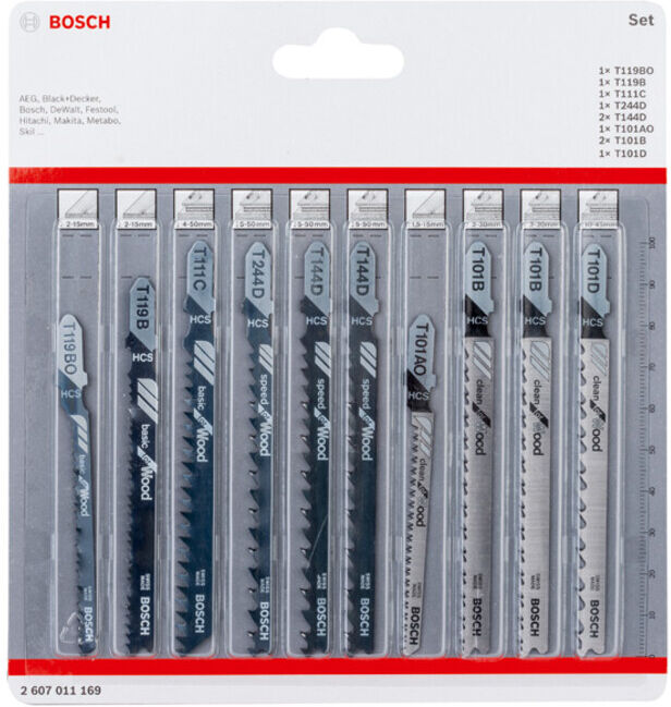 Jeu de 10 lames de scie sauteuse BOSCH Wood (2607011169)