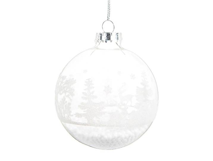 Weihnachtskugel aus Glas mit Winterwald-Motiv