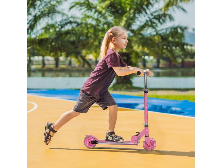 HOMCOM Trottinette Enfant 3-7 Ans Lumineuse Musique Rose