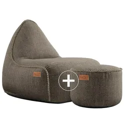 RETROit Cobana Outdoor Sitzsack Loungsessel mit Hocker – Sparset braun